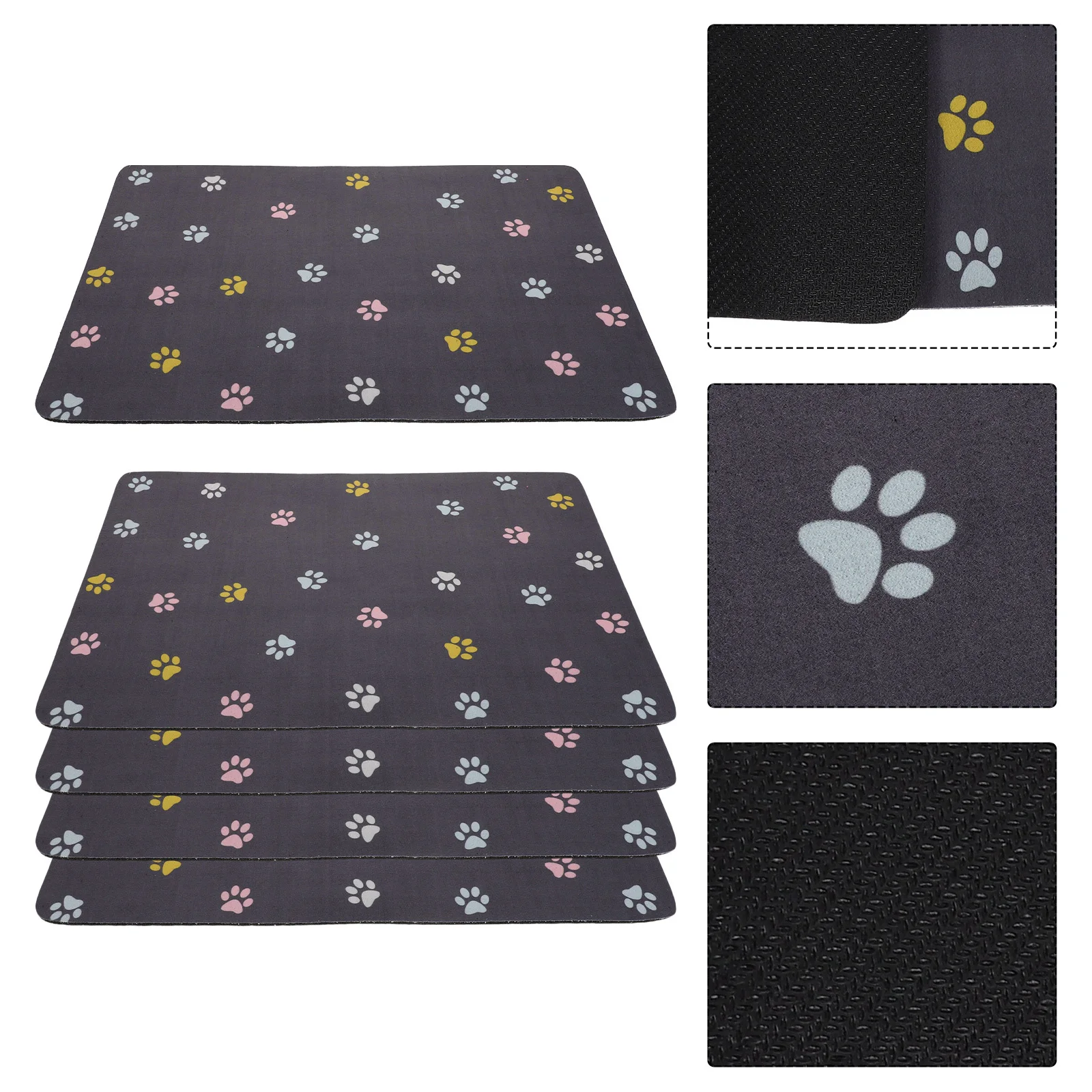 

5Pcs Quick Dry Pet Feeding Mats for Cats Dogs Waterproof Nonslip Puppy Kitten Placemat for Food Bowls Cat Dog Food Mat