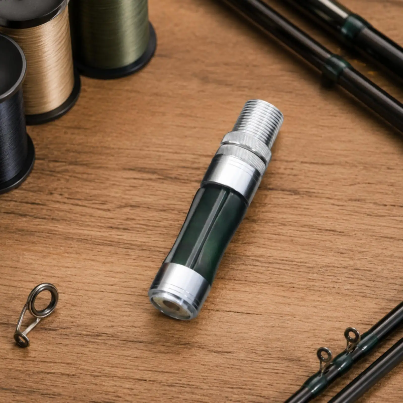 Rod Building Reel Seat for Micro Fishing Rods with Contrasting End Collars and Secure Threaded Mount Base