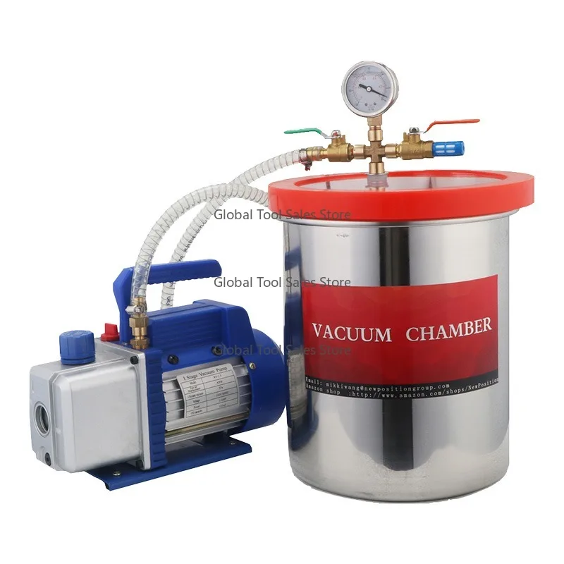 

China 6Gallon Vacuum Chamber 22L 10CFM 220V RS-6 Single Stage Vacuum Pump for HAVC