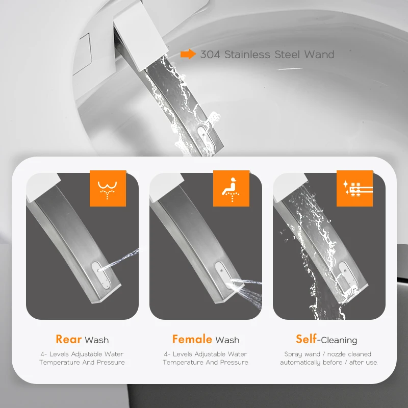 علامة المياه الذكية الجدار شنق المرحاض المخفية أبيض وأسود مرحاض ذكي الجدار شنق المرحاض الذكي مع بيديت