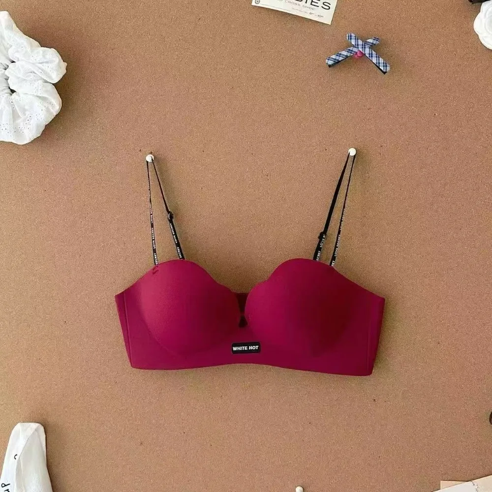 BANERDANNI Ladies Thin Spaghetti Strap Push‑Up Bra No Steel Ring Half Cup Bra for Flat Chest No Empty Cup Bra Size 32‑38 Hot
