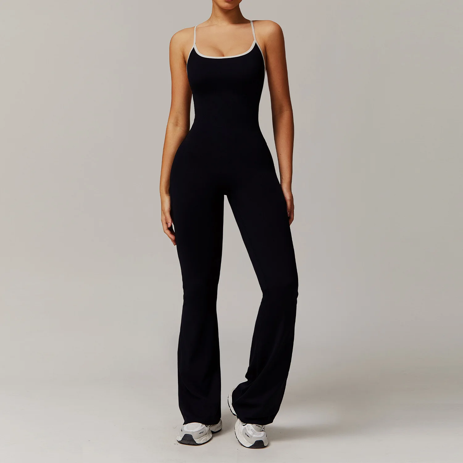 

Women Sports Flare Jumpsuits Butt Lifting Yoga Pants Tracksuits Workout Fitness Gym Training Athletic Tights Backless Suits