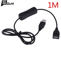 Electronics Date Converting 1M USB Cable Male to Female Switch ON OFF Cable Toggle LED Lamp Power Line Black