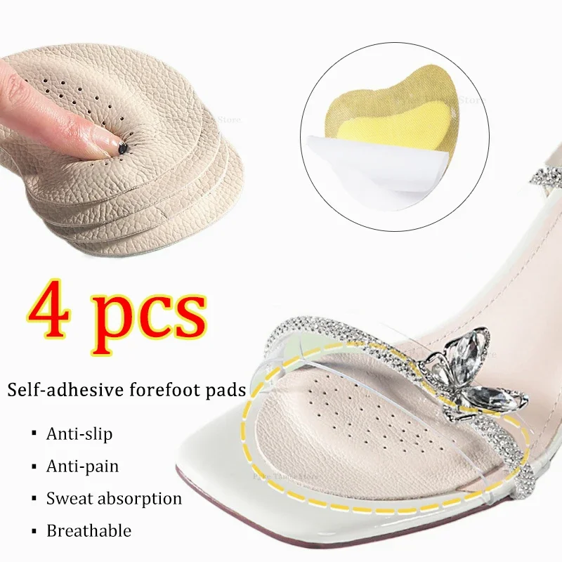 4 pçs sandálias de couro antepé almofadas mulheres salto alto palmilhas antiderrapantes adesivos almofada do dedo do pé cuidados com os pés alívio da dor sapatos inserções