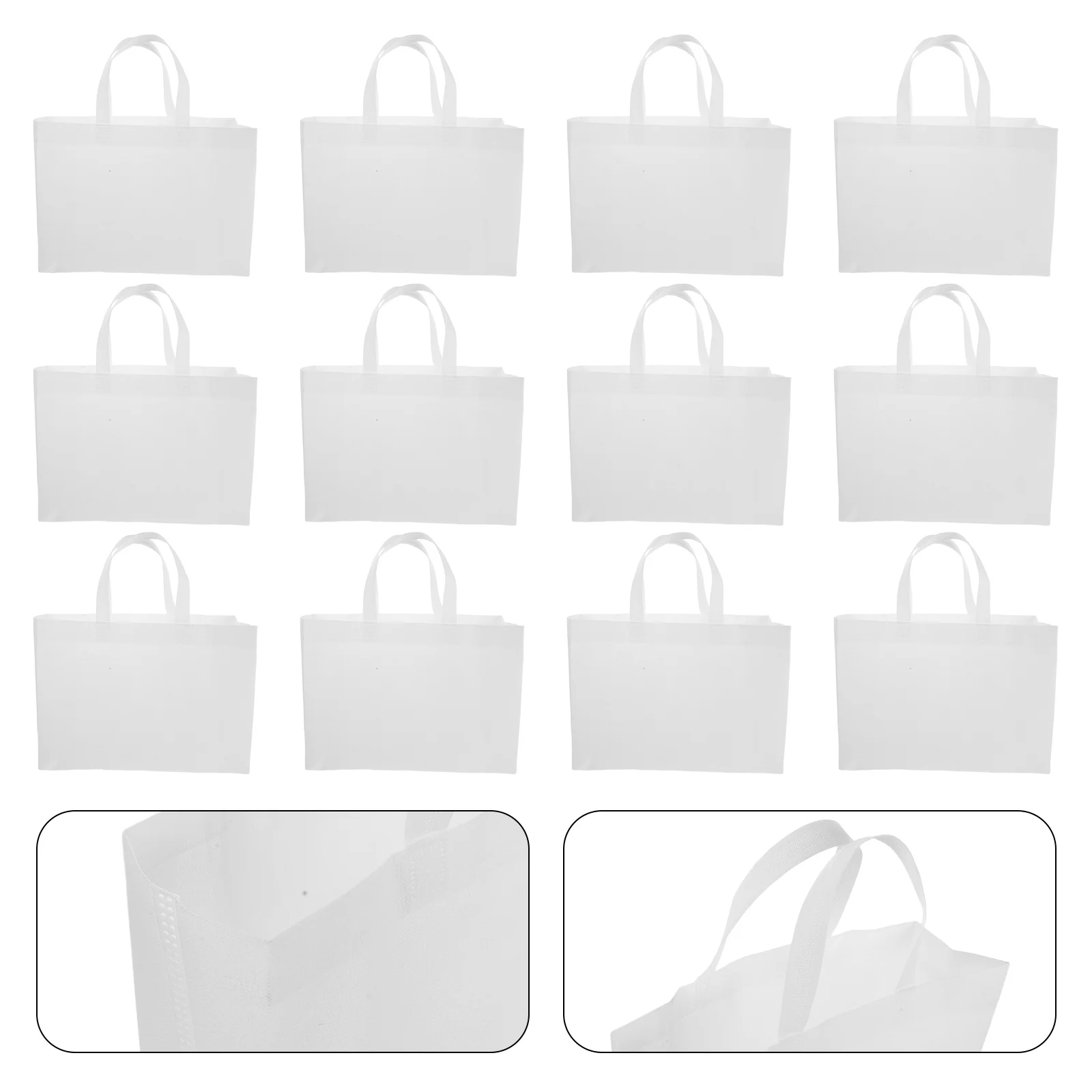 

30Pcs Non Woven Tote Bags Blank Reusable Grocery Shopping Bag with Sturdy Handles Heavy Duty Plain White Fabric Tote for Gift