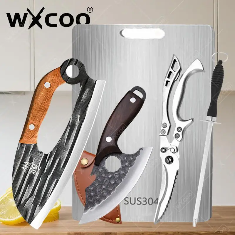 WXCOO Kitchen Forged Chef Knife Household Slicing Boning Sharp Labor-Saving Knife Meat Fruit Cutting Knives All-Purpose Scissors