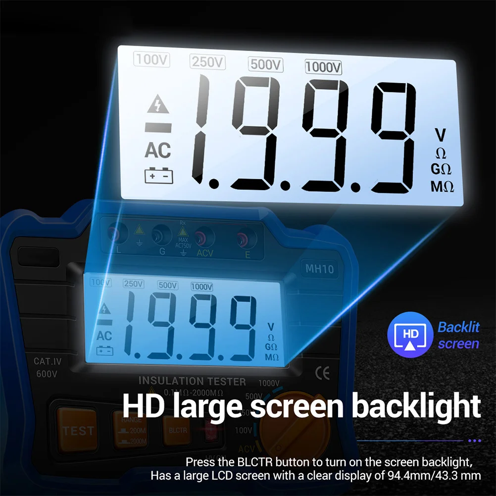 1Set الرقمية جهاز اختبار مقاومة العزل LCD Megohmmeter الإلكترونية متر السلس التوصيل الرافعات المضادة للتدخل للكهرباء