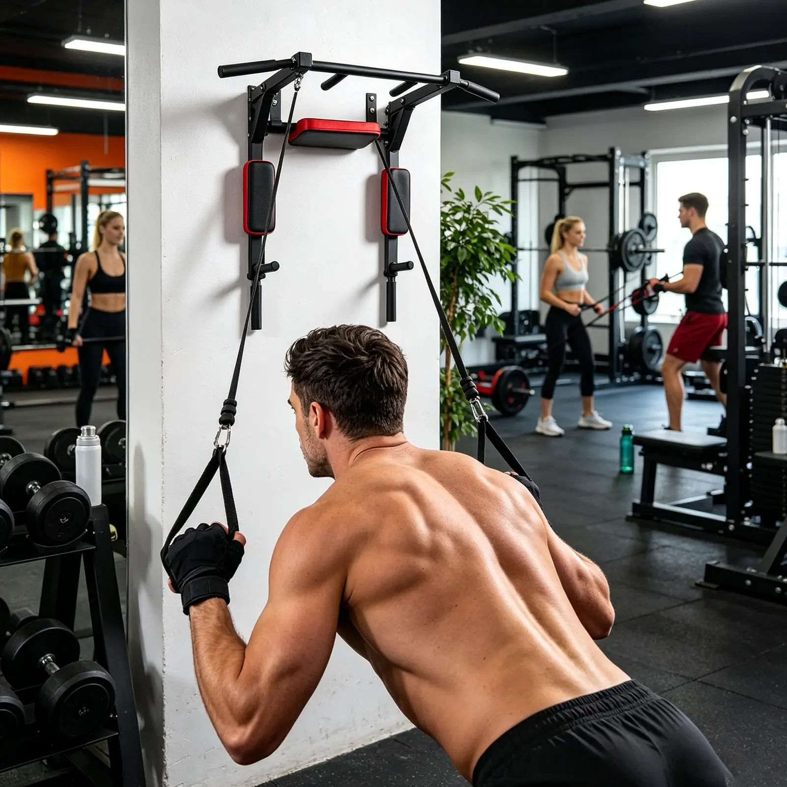 Wall-Mounted Pull-up Bar Fitness Horizontal Bar Multifunctional Dip Station With Eyelets 200kg Capacity Upper For Gym Accessory view 3