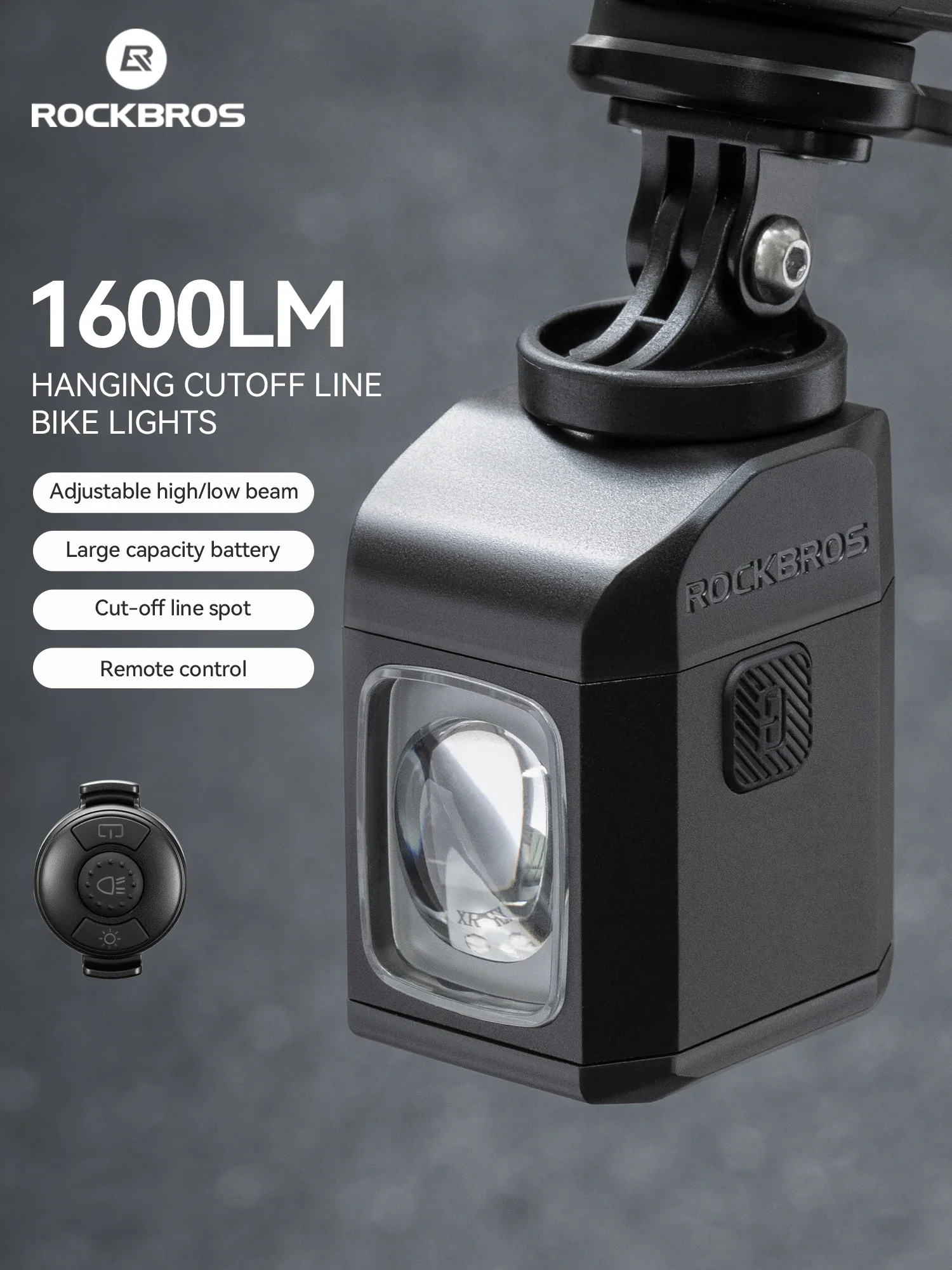 AliExpress ROCKBROS 1600LM Bike Light Remote Control Digital DisplayCycling Lantern Headlamp PX6 All-weather Smart Bicycle Lights
