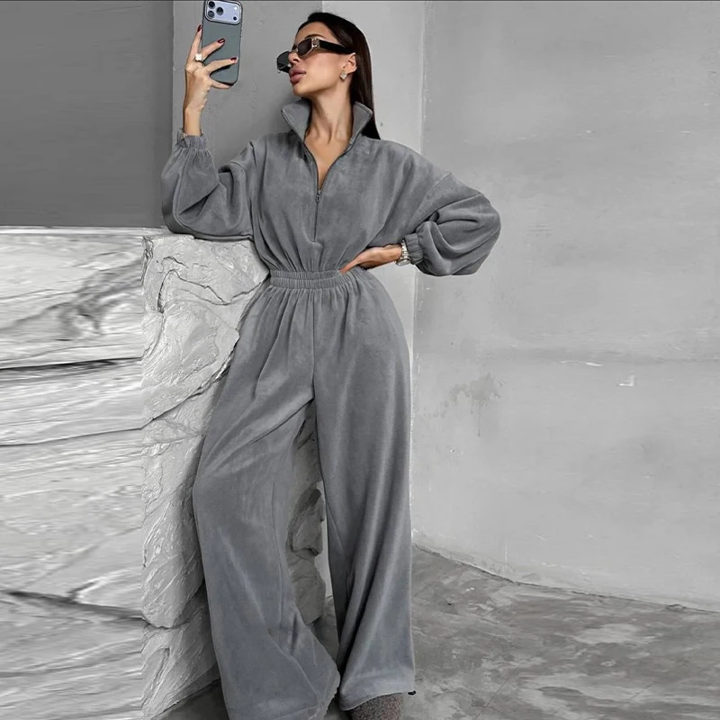 6 Colors Casual Jumpsuit Outdoor Sports Straight Leg Pants Stylish Women Autumn Winter New High Waist Slimming Versatile Outfits