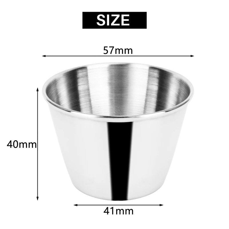 12 عبوة جديدة من أكواب صلصة البهارات المصنوعة من الفولاذ المقاوم للصدأ، أكواب صلصة غمس من الدرجة التجارية، أكواب بهار راميكين، أكواب جزء