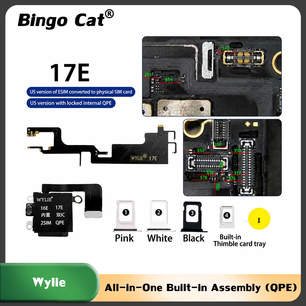 WYLIE US Version  ESIM Converted To Physical SIM Card With Locked Internal QPE for iPhone 16E 17E No External SIM Adapter Requir