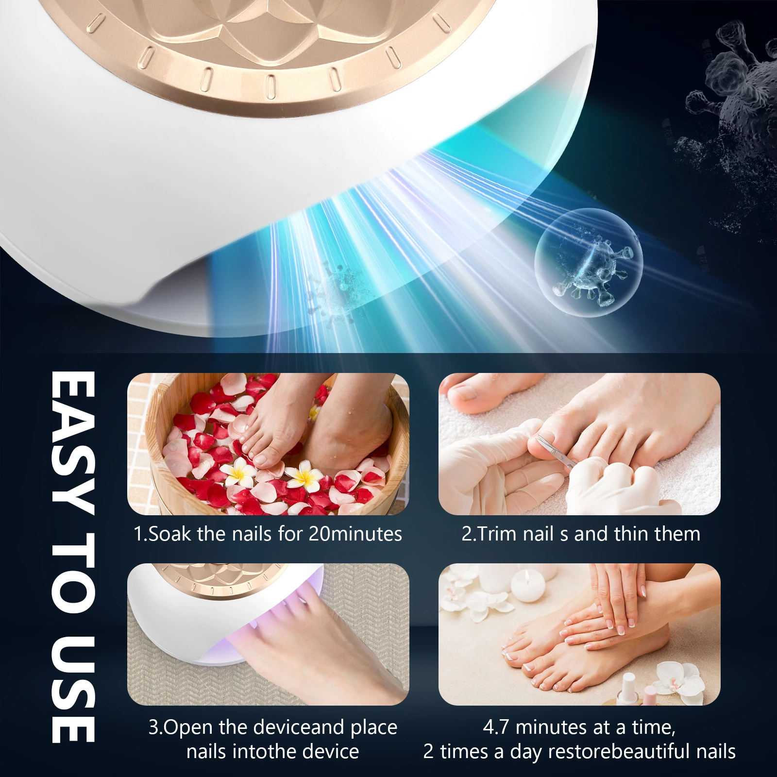 2-In-1 جهاز ليزر الأظافر الفطرية إصلاح سريع تو فطريات الأظافر فطار الأظافر يزيل 57 Led جل البولندية تجفيف مصباح آلة الاتحاد الأوروبي