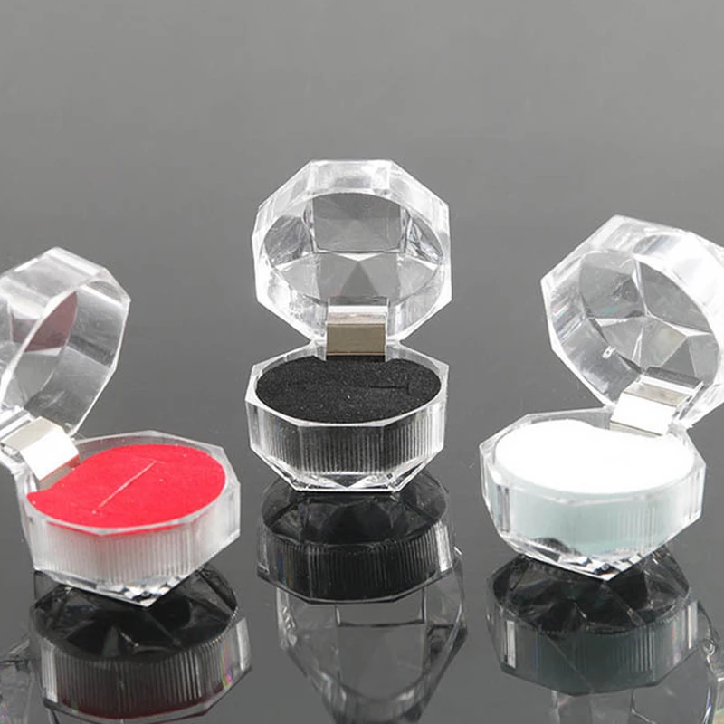 

20PCS Crystal Clear Acrylic Ring Storage Box Jewelry Display Organizer Case for Wedding Jewelry Packaging