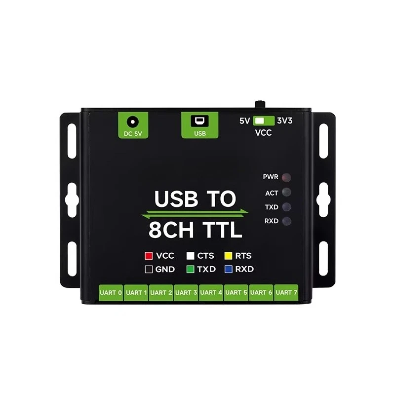 

Промышленный USB-конвертер в 8-канальный TTL-преобразователь с последовательным портом UART и множественными встроенными защитными схемами.