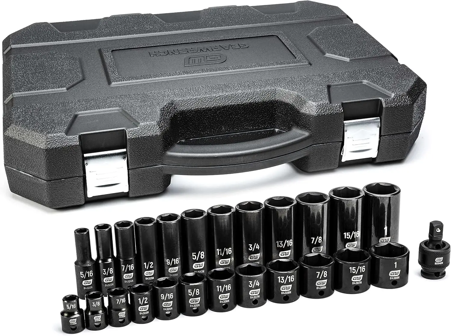 

25 Pc. 3/8" Drive 6 Pt. SAE Impact Socket Set, Standard & Deep
