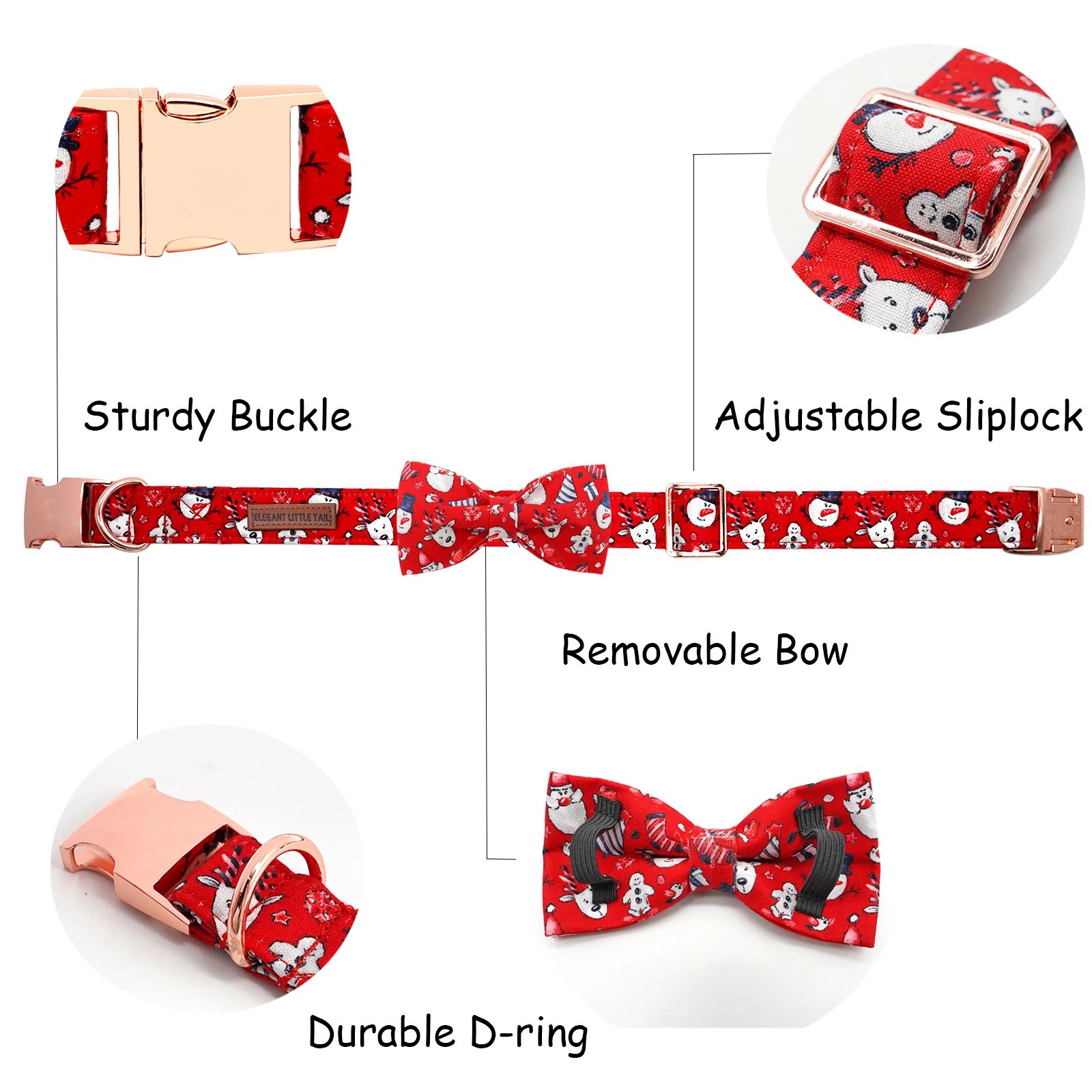 Christmas Dog Bow Collar Plaid Bow Dog Collar Girl or Boy Dog Bow Tie Collar Pet Gift Adjustable Dog Collar for Large Dog