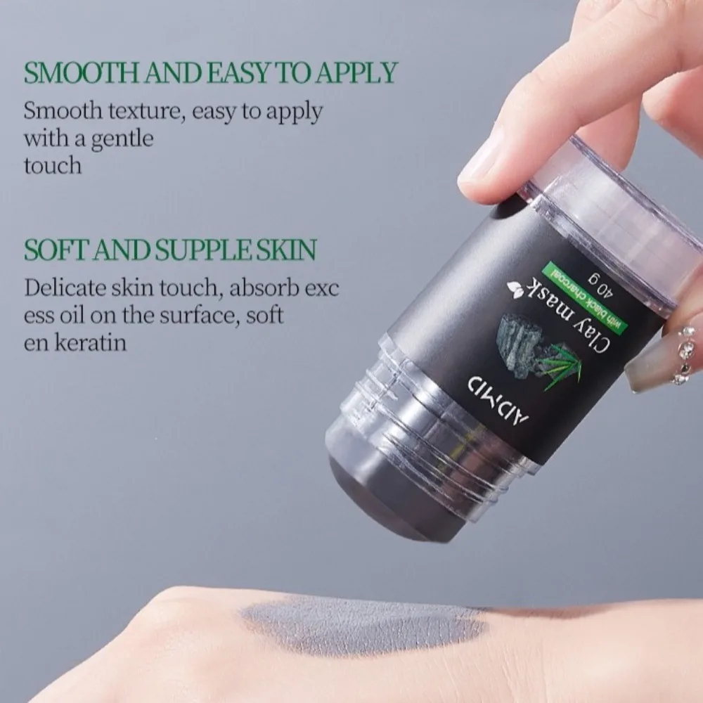 2pcs Deep Adsorption Bamboo Charcoal Mud Mask Stick Oil Absorbing Blackhead Removal Oil Control Mask Stick Pore Refining