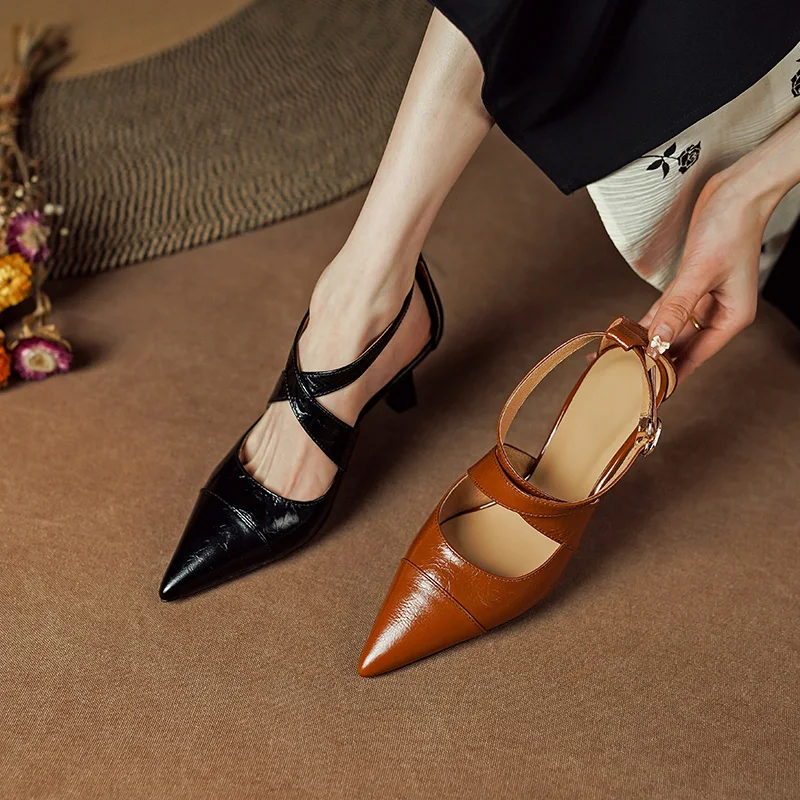 Pointed Toe Simple Shoes Ladies Pumps Summer Sandals Elegant Women Shoes Spring Autumn Vintage Pumps On Heel 7 CM