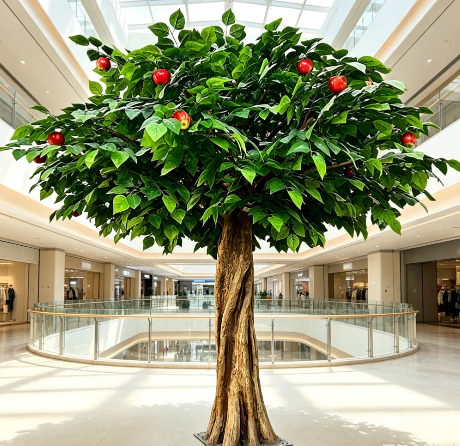 Large Artificial Apple Tree, Indoor & Outdoor Decorative Landscaping Tree for Courtyards and Malls