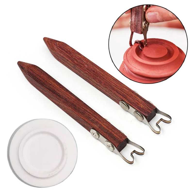 Ceramic Craft Pottery Clay Trimming Tool For Carving Potter Plate Bottom With Wooden Handle Clay Sculpting Fininshing Tools