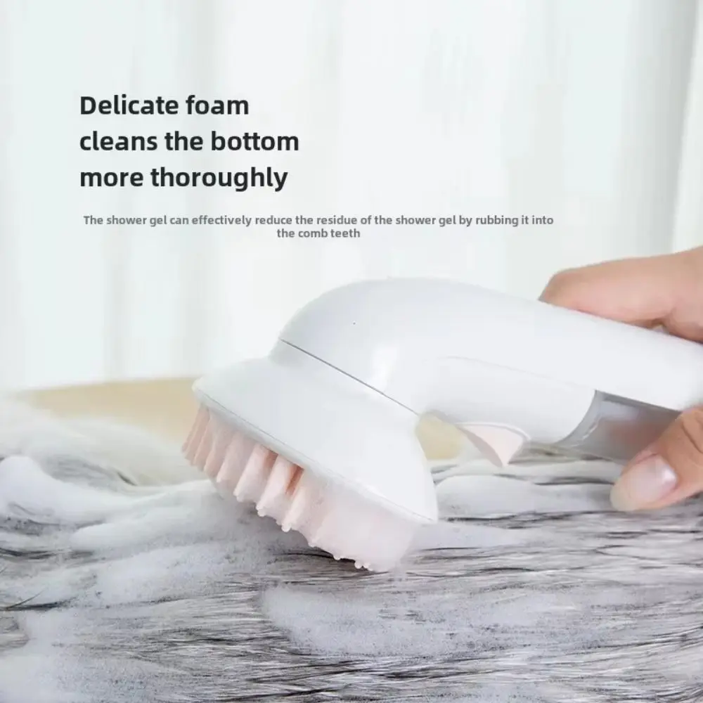 แปรงอาบน้ำสัตว์เลี้ยงด้ามยาว ฟองเร็ว ผ่อนคลาย เครื่องมือทำความสะอาดขนสุนัข ซิลิโคนนุ่มสบาย แปรงโฟมนวดสัตว์เลี้ยง