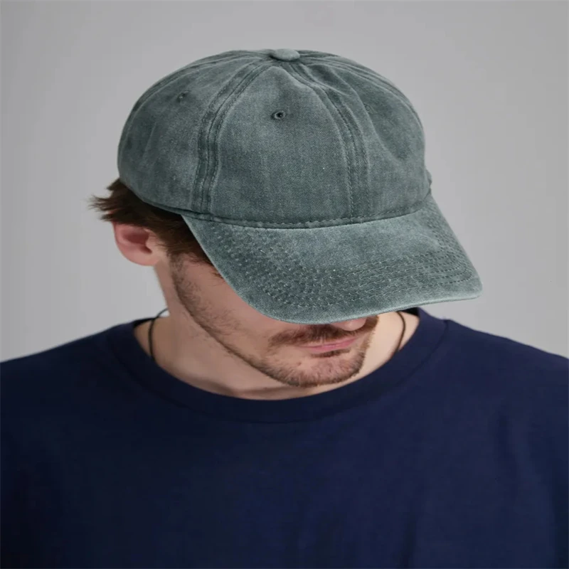 レトロなウォッシュ加工コットン野球帽（男女兼用）、ヒップホップキャップ、リブ付きミリタリーグリーンキャップ、アウトドアカジュアルスポーツキャップ