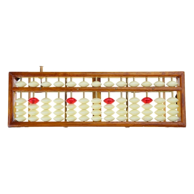 Chinese Abacus Calculator Traditional Wooden Abacus with Reset Button Kid Counting Toy for Student Teacher Math Teaching