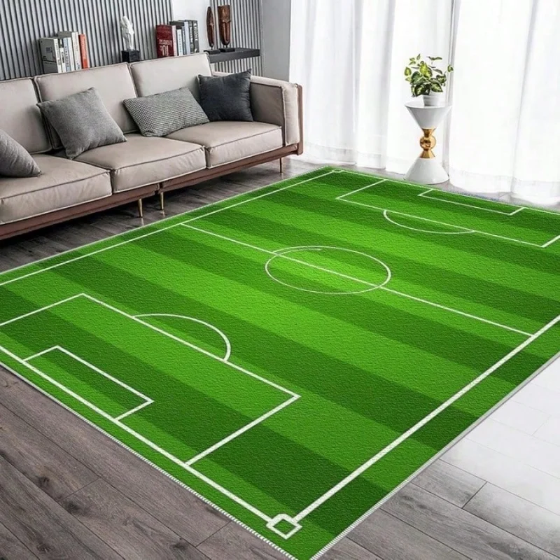 Newest Green Football Field Large Area Rug, Soccer Court Printed Floor Carpet for Boys Bedroom Game Room Home Decor