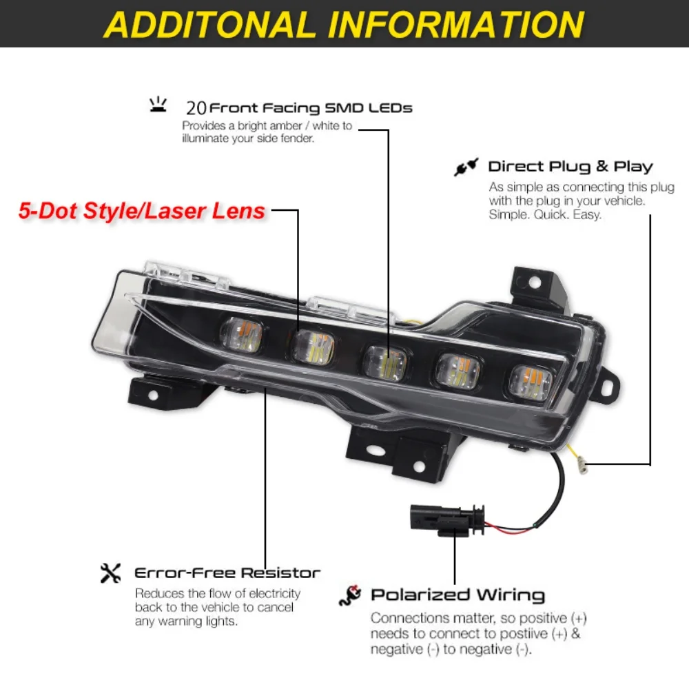 White LED Front Bumper DRL Driving/Fog Lights Sequential Amber Turn Signal Lights For Tesla Model 3 2017-2023 & Model Y 2020-up view 3