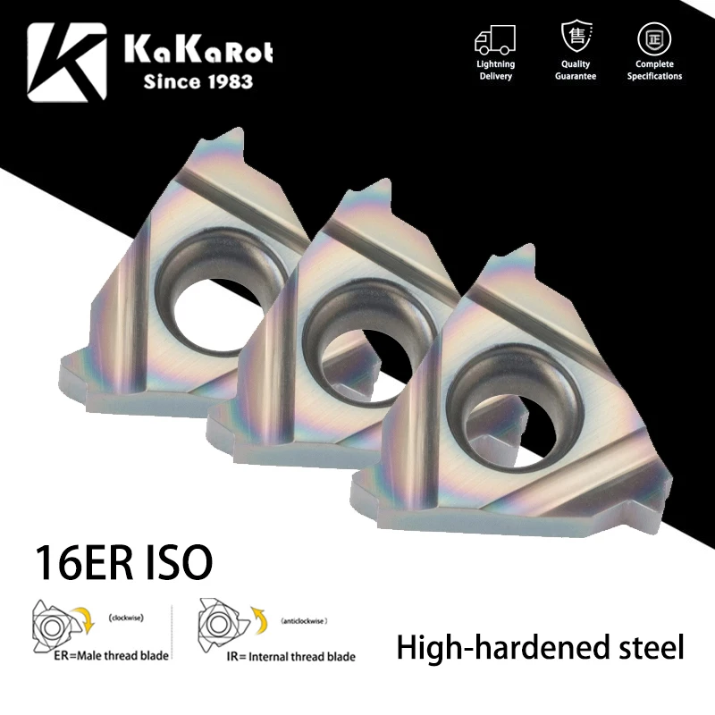 

KaKarot MMT16ER 16ER 1.0/1.25/1.5/1.75/2.0/2.5/3.0/3.5 ISO Carbide Insert Thread Turning Tool For SER CNC Lathe HRC55 Hardness