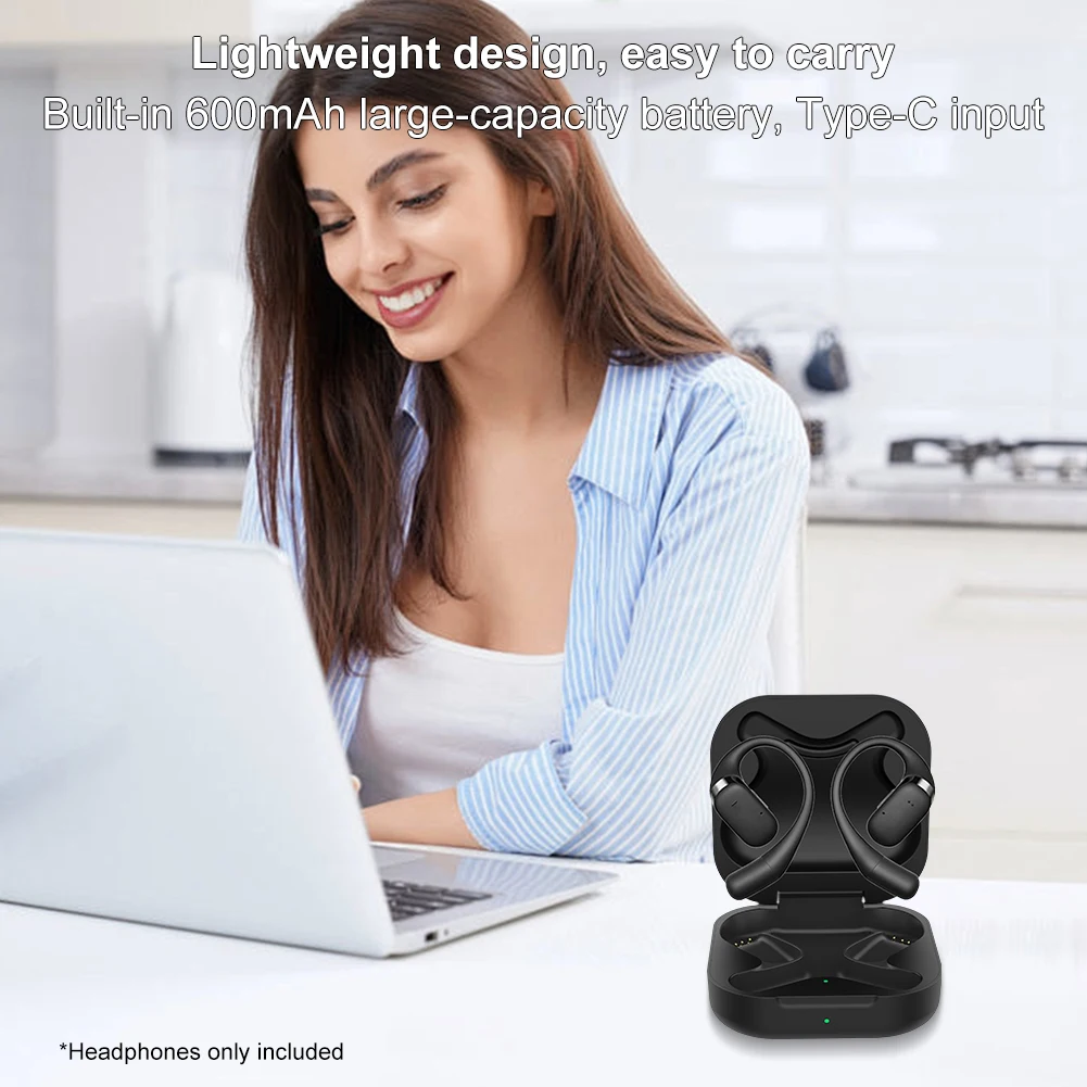 Custodia di ricarica per Shokz OpenFit T910 Custodia per caricabatterie per cuffie a orecchio aperto Custodia per caricabatterie per auricolari Caricabatteria integrato da 600 mAh