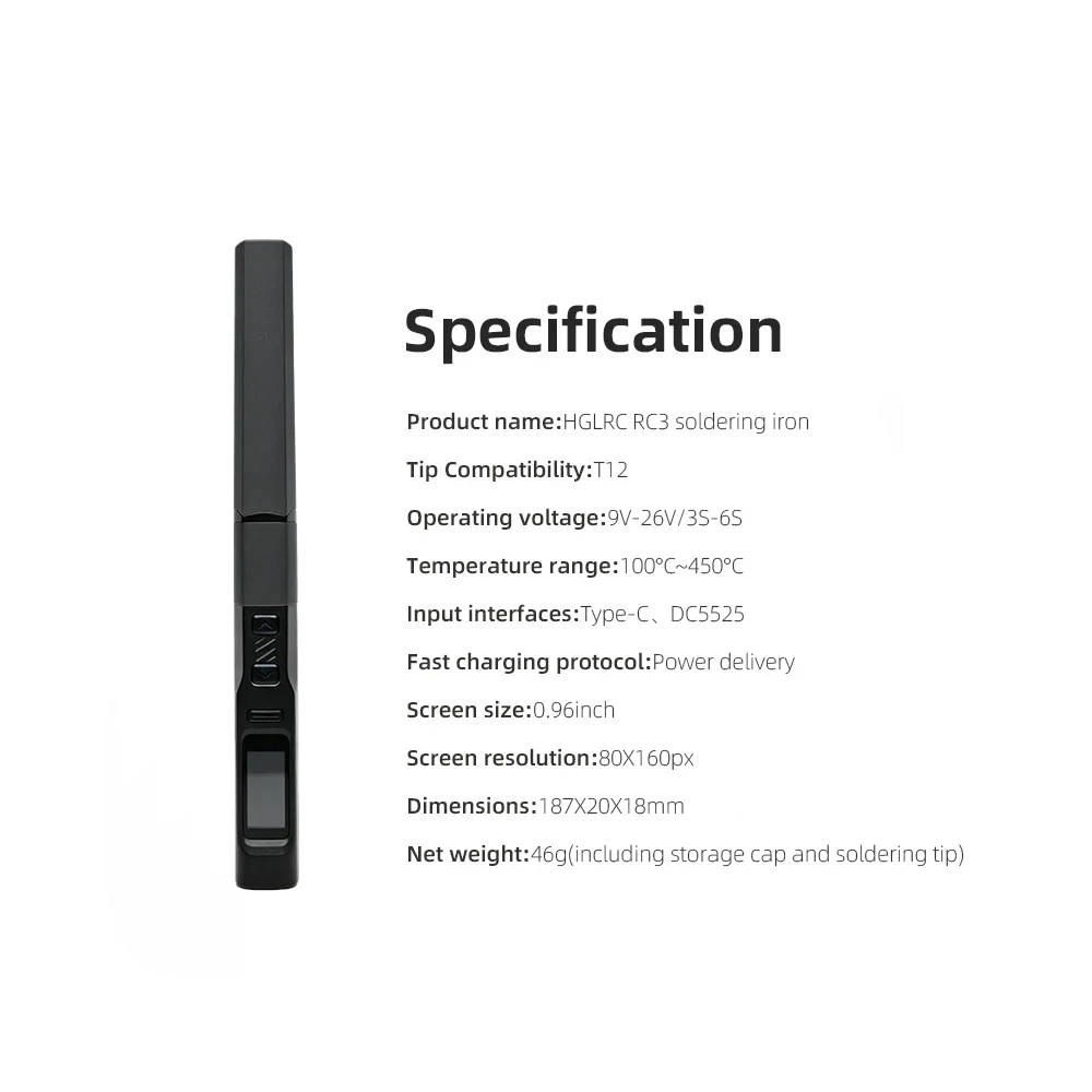 HGLRC RC3 Intelligent Digital Soldering  Color Display Chinese & English Switch Portable Welding Tool for FPV RC Drone Repair