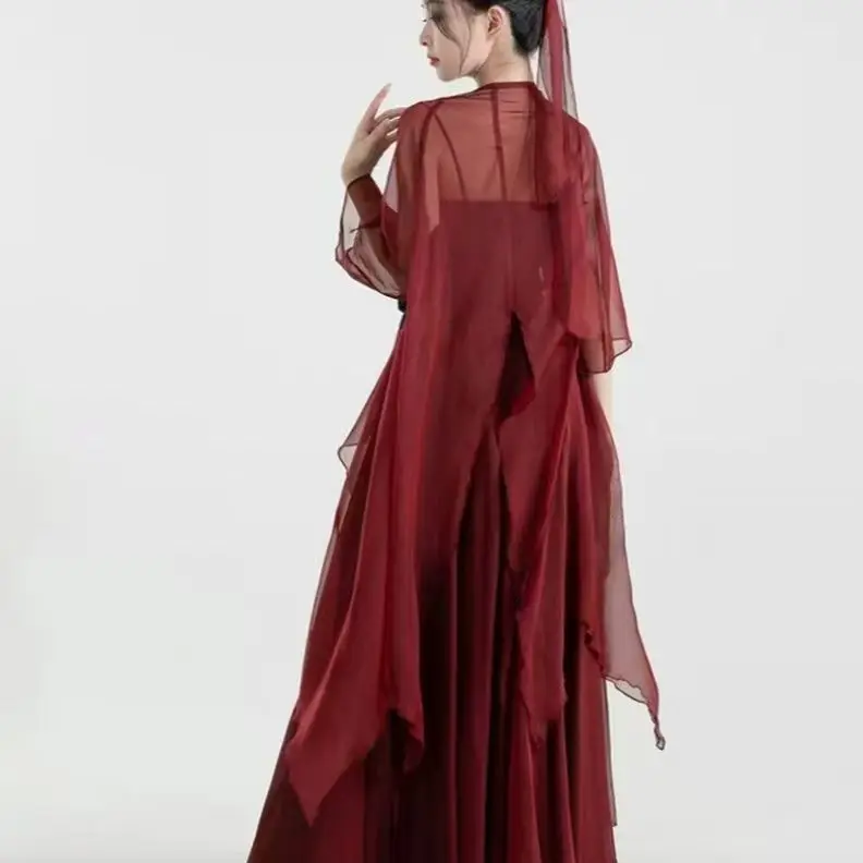 Classical Traditional Chinese Danc Folk Dance Performance Clothing Adult Woman Long Sleeve Dance Costumes