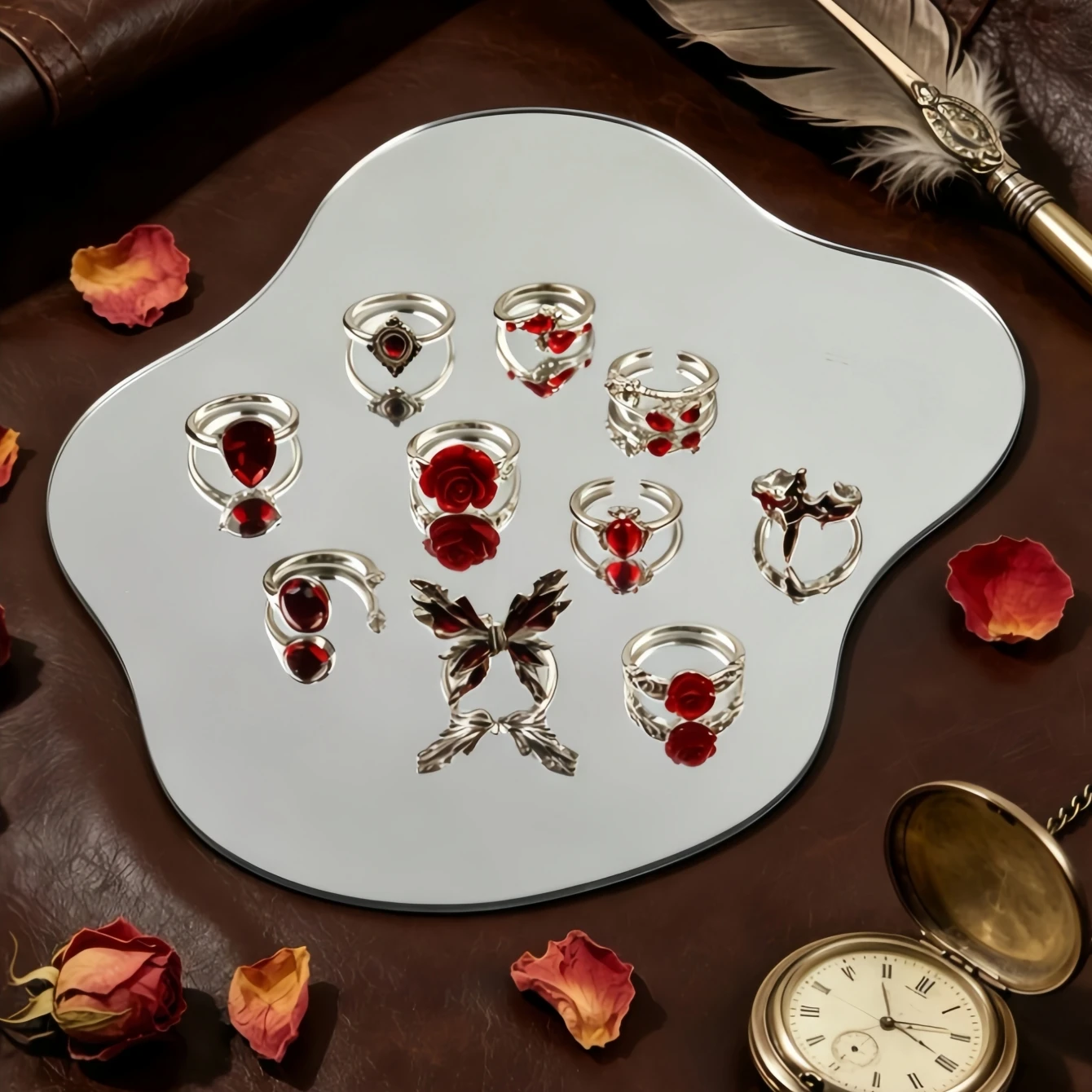 10/15/20/30/50/100Pieces Vintage Punk Halloween Rings Set For Women Mix Style Flowers Heart Spider Jewelry Party Gifts view 5