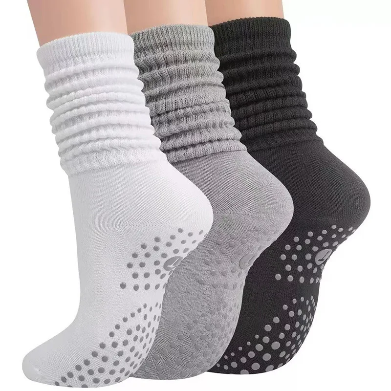 Yoga Socks Mid-Calf Pilates Socks Non-Slip Women's Sweat-Absorbent Non-Slip Dotted Floor Socks Versatile Sports Fitness Silicone Socks