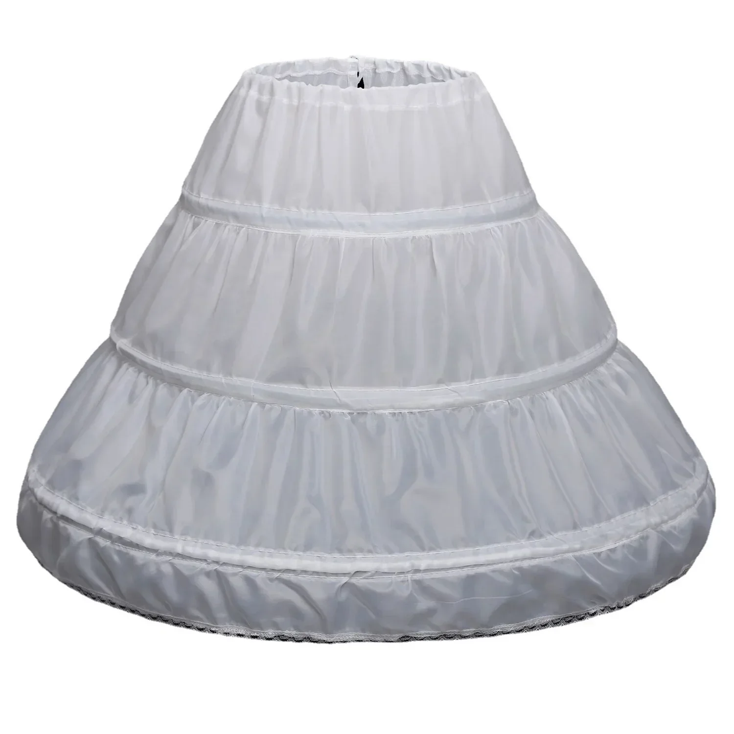 White Petticoat for Girls Tutu 3 Bones Hoops Net Skirt Drawstring Underskirt Full Slips Puffy Bustle
