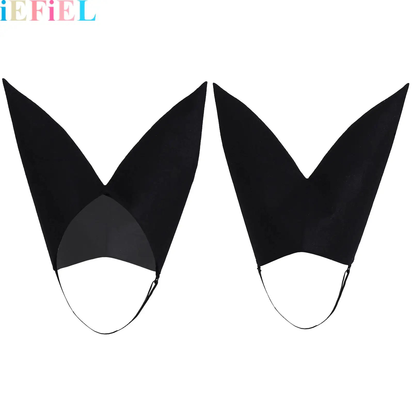 

Women Black Medieval Bicorn Hat with Adjustable Strap for 15th Century Noblewoman Headdress Renaissance Costume Accessory