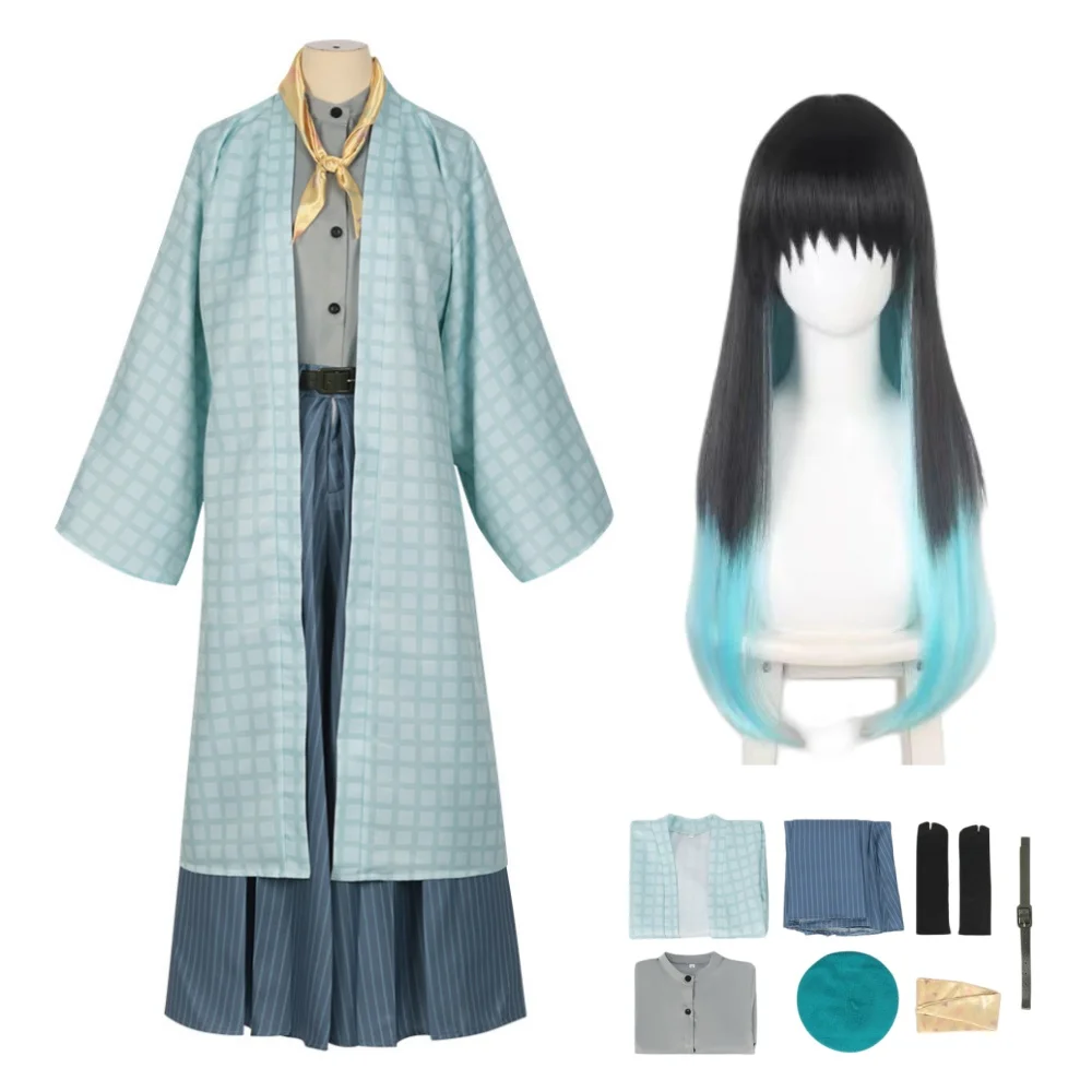 Disfraz de Cosplay de Muichiro Tokito, Conjunto Completo de Kimono, Uniforme de Cosplay de Tokitou Muichirou