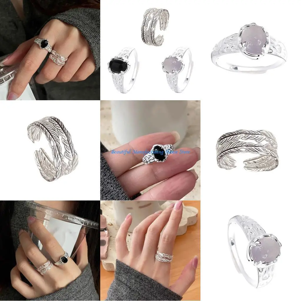 

E56A Retro Rings Adjustable Size for Women Men Unisex Jewelry Gifts Present