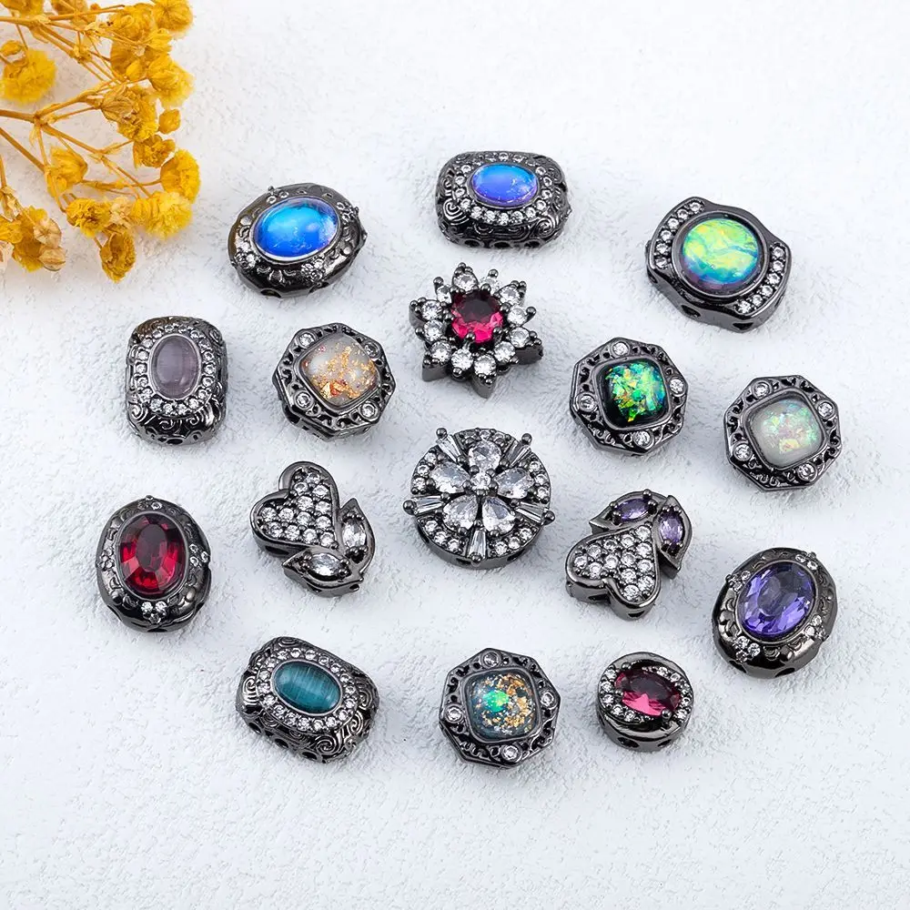 8 Copper Plated Gun Black Bracelet Necklace Beading Accessories DIY Handmade Jewelry Material Through Hole Sparse Bead Wholesale