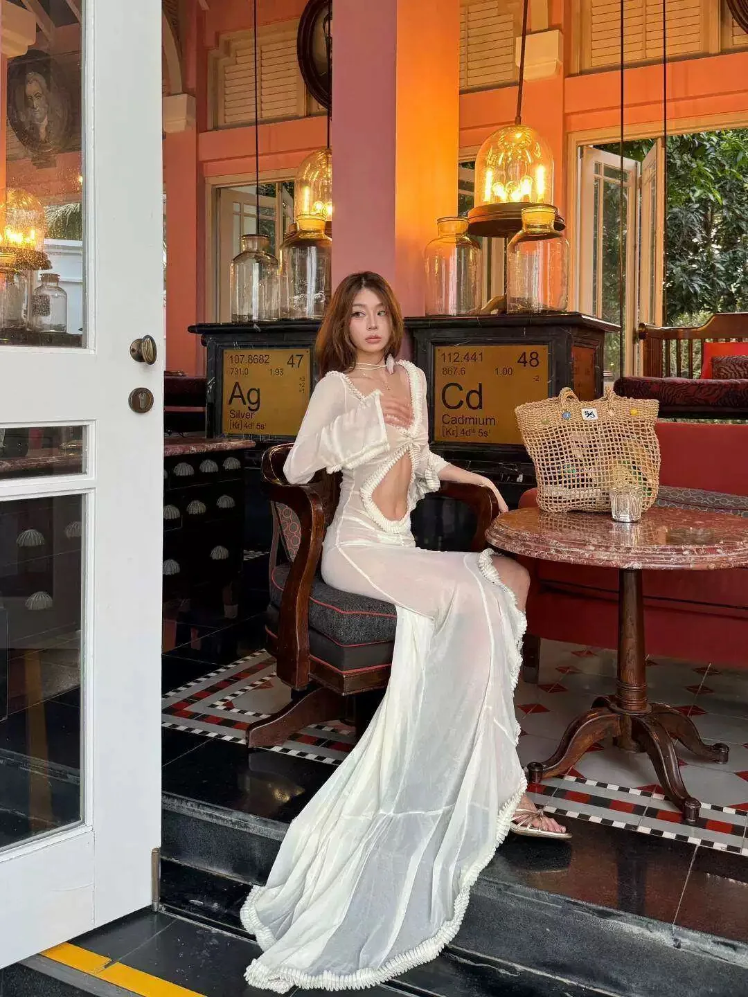 Lady Night Club Sheer Dunne Lange Jurk Sexy Allure Datum Wijn Feestjurken Vrouwen Trendy Mode Diner Banketten Sexi Vestidos