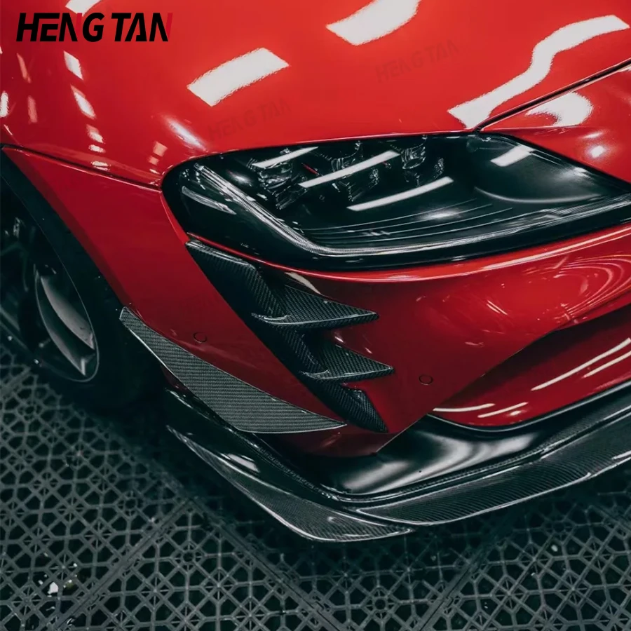 For Toyota GR Supra A90 A91 MK5 2019+ Carbon Fiber Car Front Bumper Wind knife Splitter Spoiler Canard Air Knife Surround Trim
