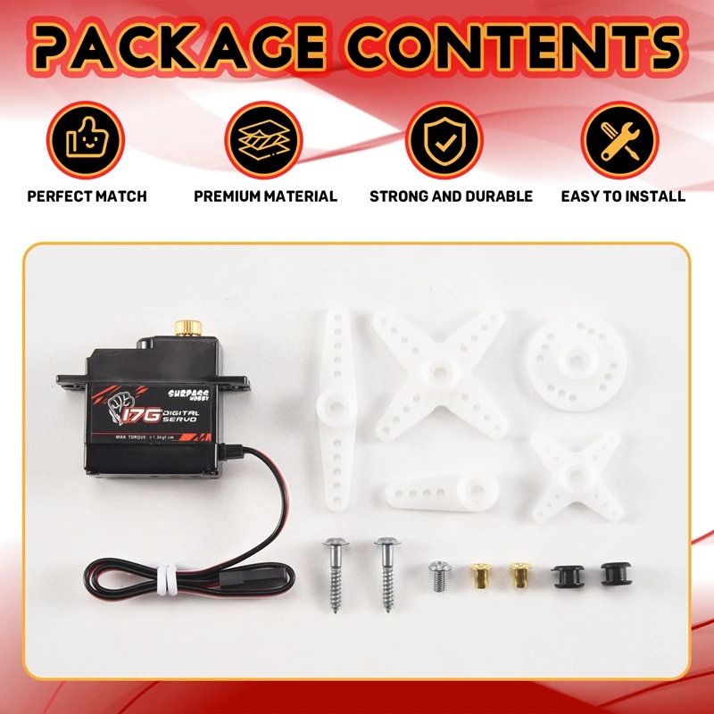 S0017M 17G métal engrenage 1.8KG Servo numérique pour avion RC Robot 1/18 camion voiture bateau conduit avion