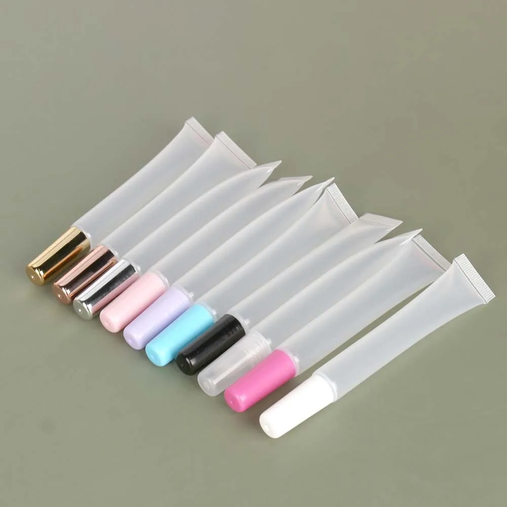 300pcs 15ml Empty Lip Balm Soft Tube Squeeze Clear Plastic Lip Gloss Refillable Bottles Cosmetic Container