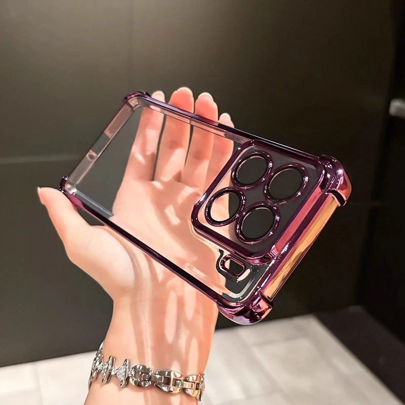Transparente Objektivschutzfolie mit Galvanisierung für Xiaomi 17T Pro, stoßfeste Silikonhülle mit vier Ecken für Xiaomi 15T Pro 15T – Detail 1