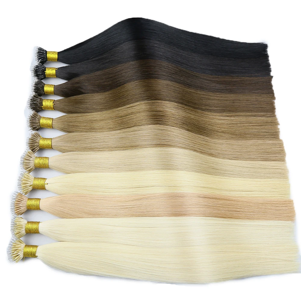 Nano Ring Hair Extensions Blonde Human Hair 14-24inch Nano Loop Human Hair Extensions 1g/s Keratin Hair Extensions