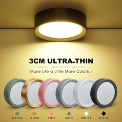 Lámpara LED de techo colorida moderna, foco ultrafino montado en superficie, iluminación para dormitorio y sala de estar, 3W, 5W, 7W, 9W, 15W, 220V