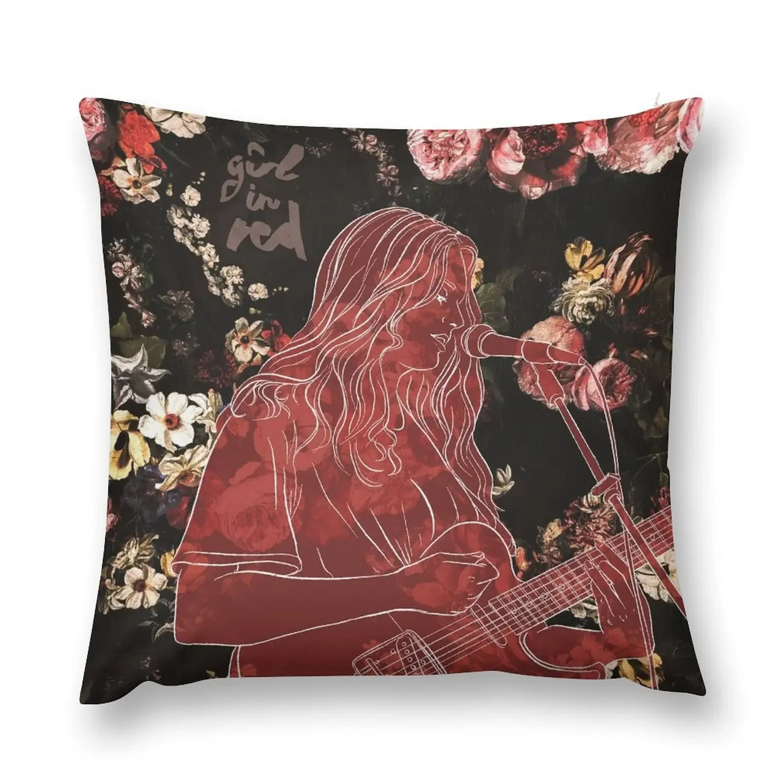 

Girl in Red Throw Pillow Marble Cushion Cover Room decorating items Pillow Cases pillow