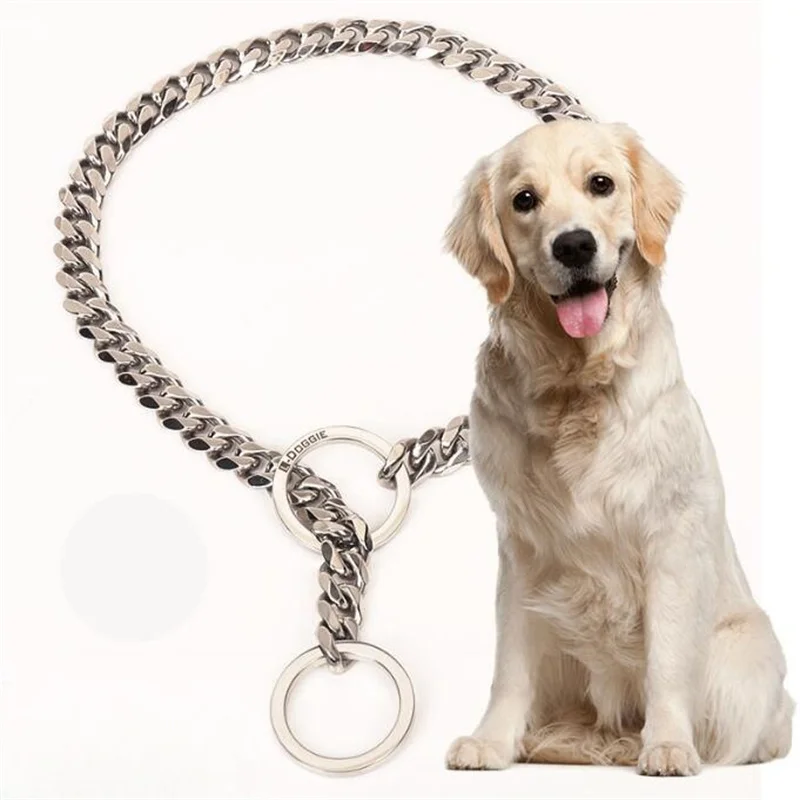 Stainless Steel Dog Collar Chain P Levrier Medium Large Pets Anti Struggling No Pull Neck Slipcollar Walking Accessories 10mm